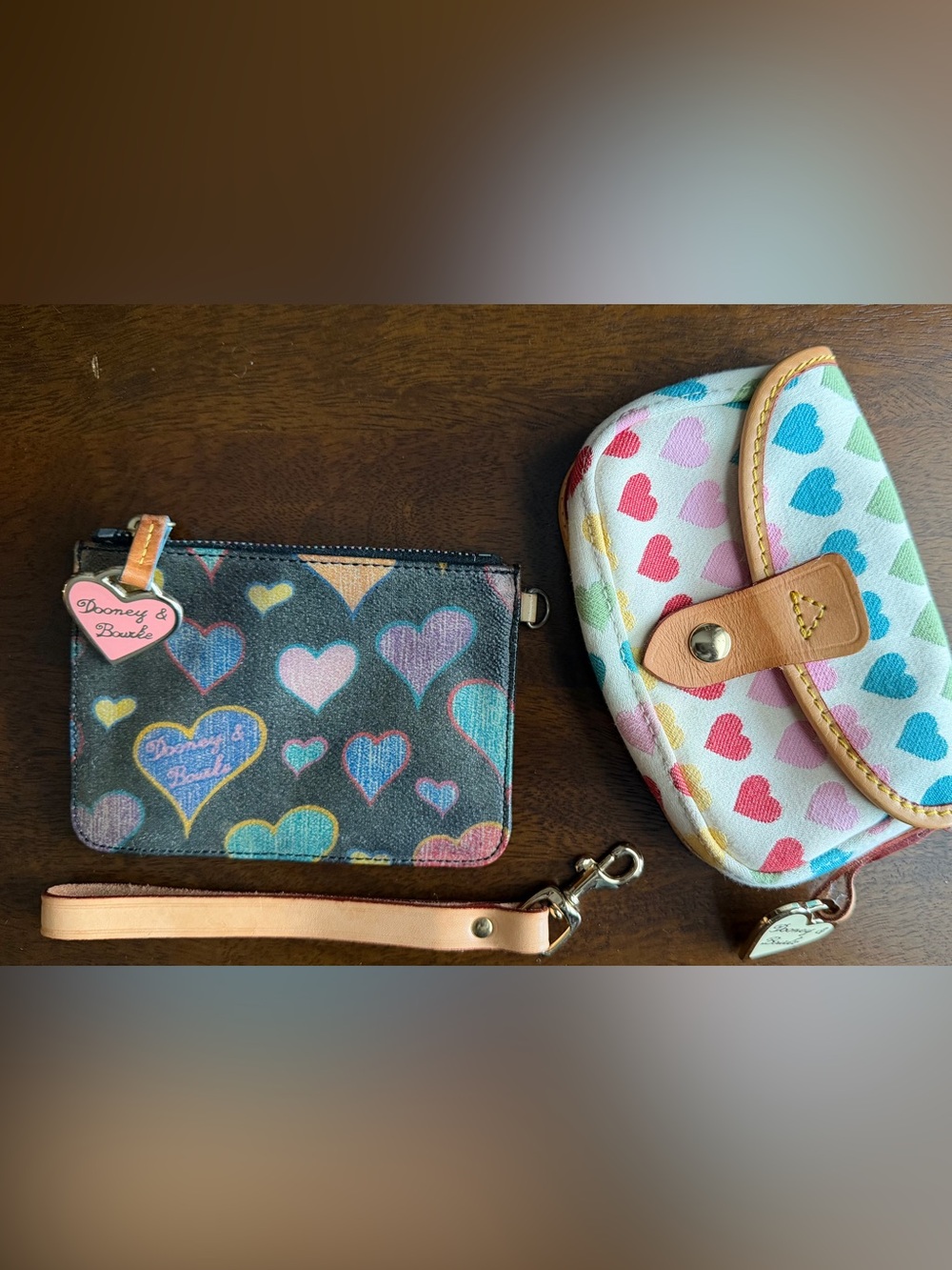 Bundle of Dooney & Bourke Y2K “It Bag” Era Wristlet & Flat Pouch, Vintage 2000s